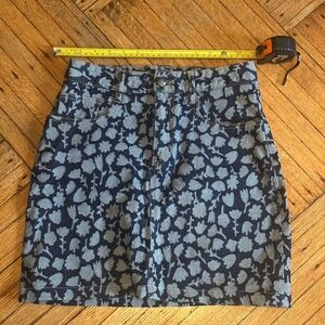 Floral patterned denim skirt